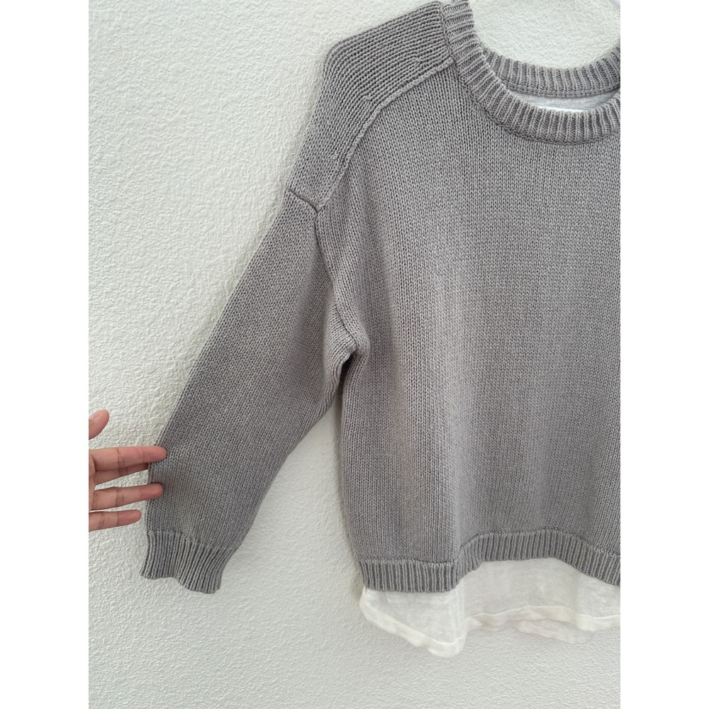 Brochure Walker Corbin Grey Knit Sweater Layered Linen Cotton XS - Picture 5 of 10